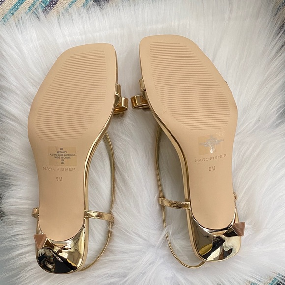 Marc Fisher Metallic Gold Strappy Sandals size 9M new - Picture 5 of 11